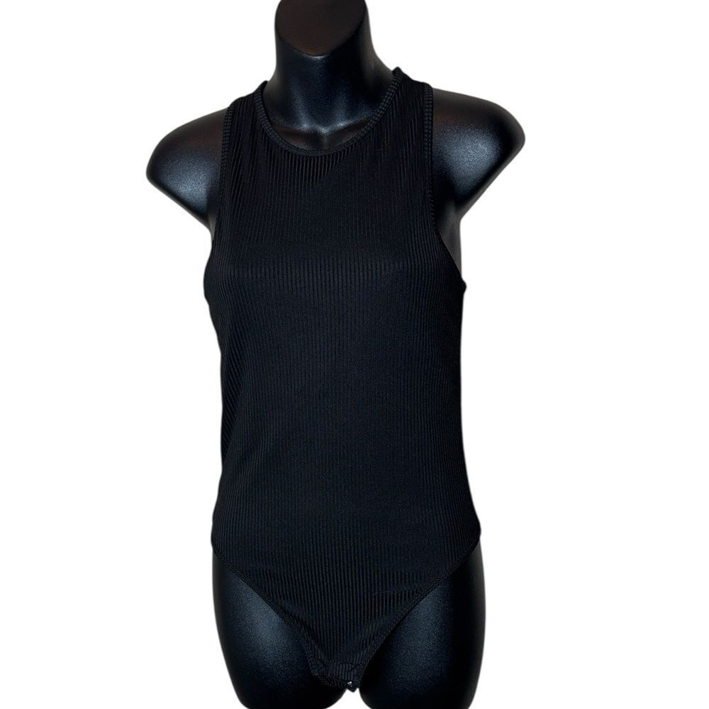 Klassy network women’s small black ribbed bodysuit
